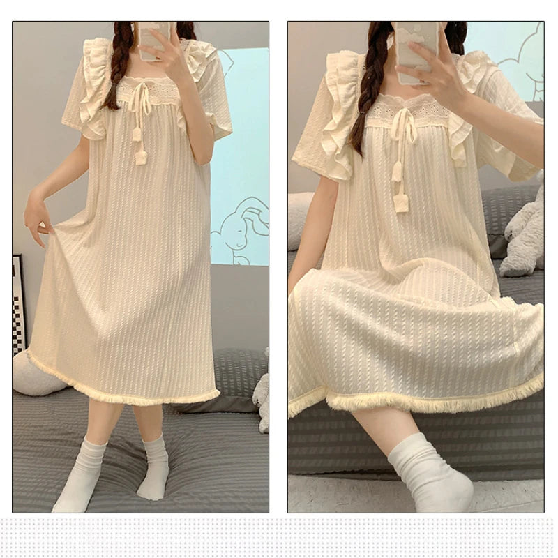 Clin d’Œil du Soir – nuisette grande taille aux finitions délicates | Nuisettes en coton, grandes tailles et longue