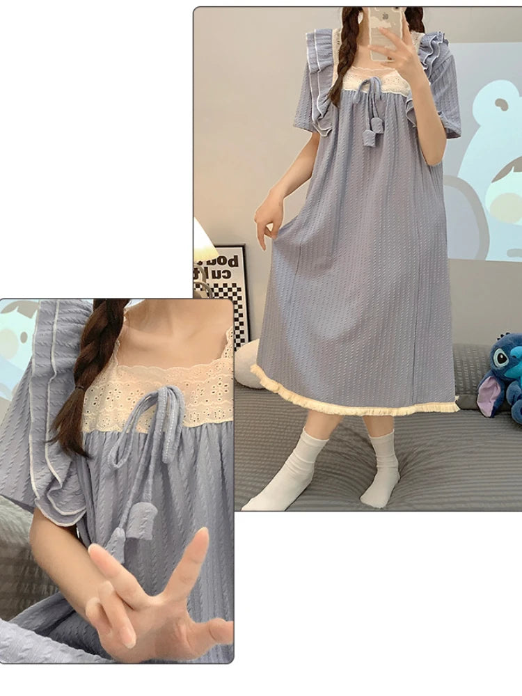 Clin d’Œil du Soir – nuisette grande taille aux finitions délicates | Nuisettes en coton, grandes tailles et longue